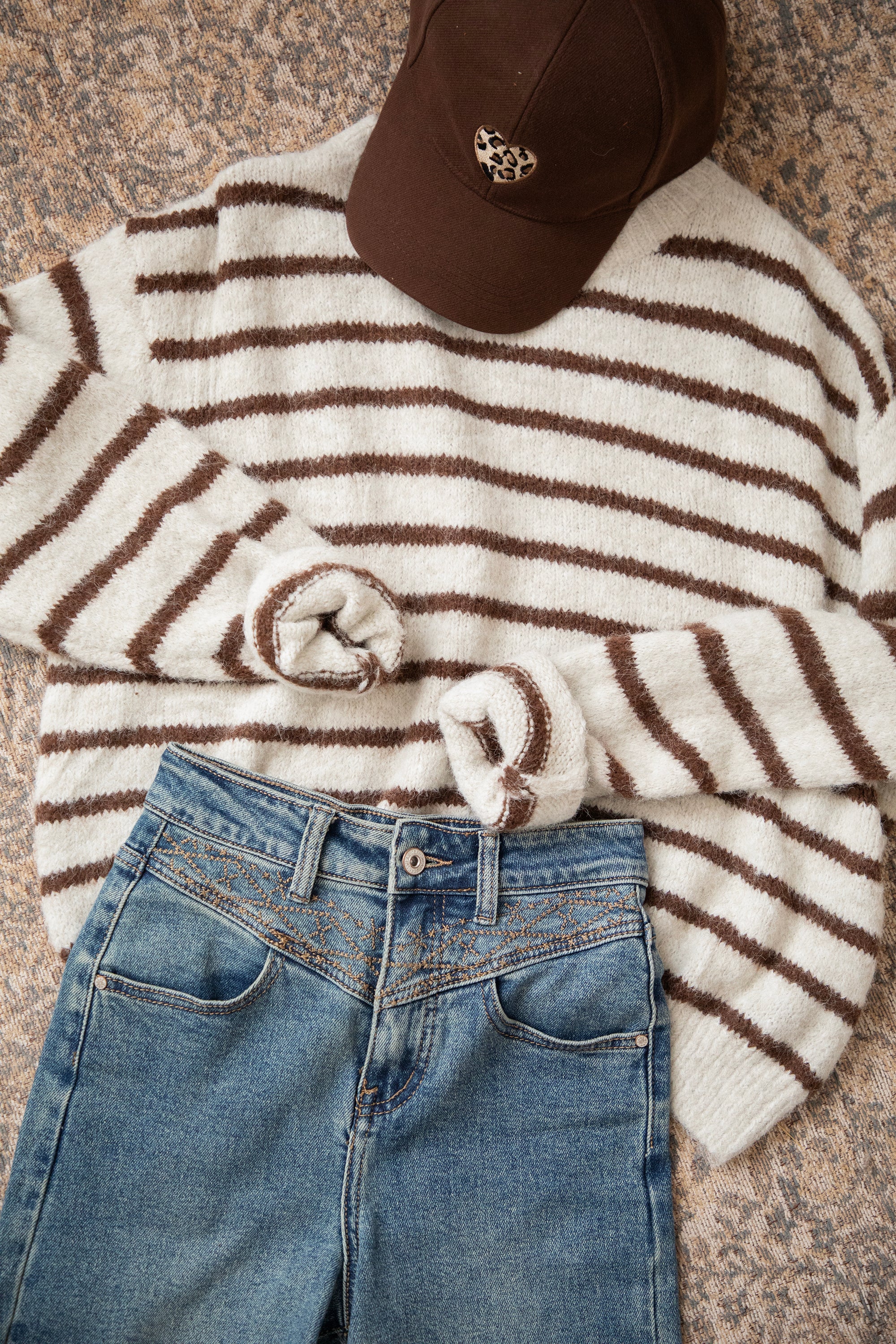 Samantha Stripe Beige/Choco - Trui - Image 3
